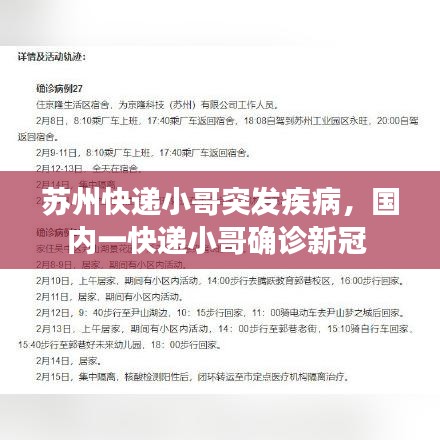 苏州快递小哥突发疾病，国内一快递小哥确诊新冠 