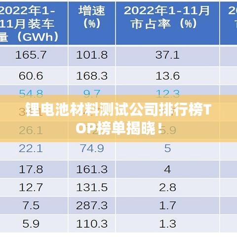 锂电池材料测试公司排行榜TOP榜单揭晓!