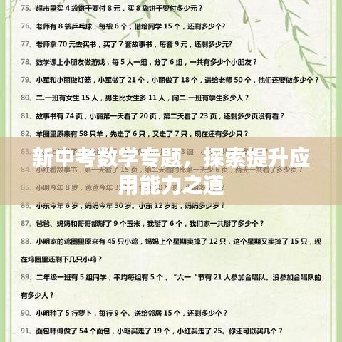 新中考数学专题,探索提升应用能力之道