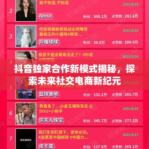 抖音独家合作新模式揭秘,探索未来社交电商新纪元